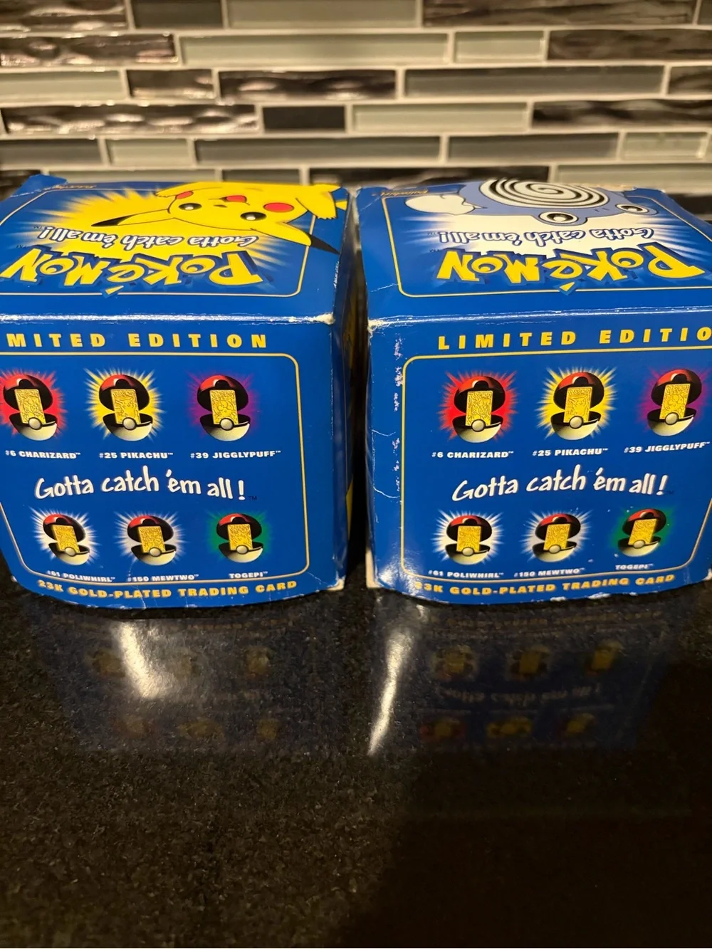 Limited Edition Blue Pikachu & Poliwrath Collectible Boxes Burger King 1999